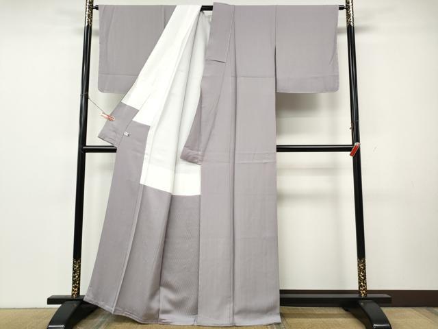 平和屋着物●上質な色無地 作家物 縞地紋 藤色 正絹 逸品 未使用 CABK8281ut