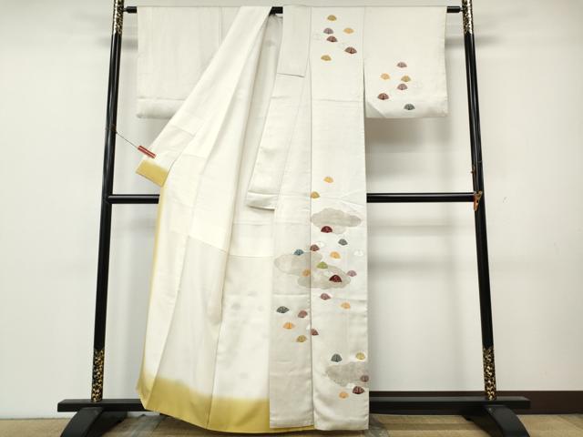平和屋着物▼訪問着 駒刺繍 雲取り孔雀文 金彩 正絹 逸品 CABK8291ut