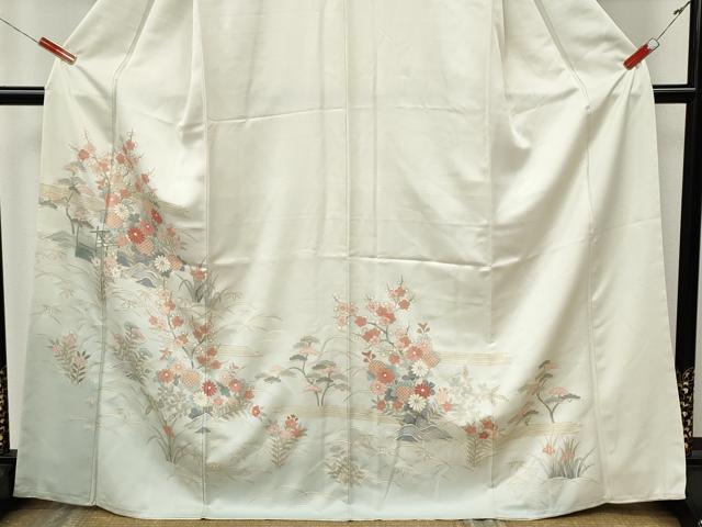 平和屋着物●訪問着 草花文 暈し染め 金彩 正絹 逸品 CABK8294ut