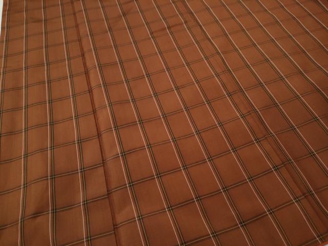 平和屋着物●本場黄八丈 蔦八丈 平織 紬 格子柄 正絹 逸品 CABK8299ut
