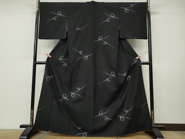 平和屋着物●上質な紬 吉祥文 黒地 正絹 逸品 CABK8301ut