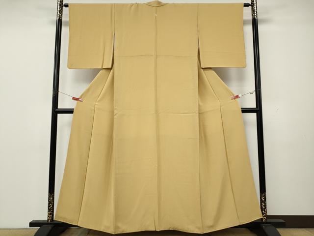 平和屋着物●上質な色無地 卵色 正絹 逸品 CABK8309ut