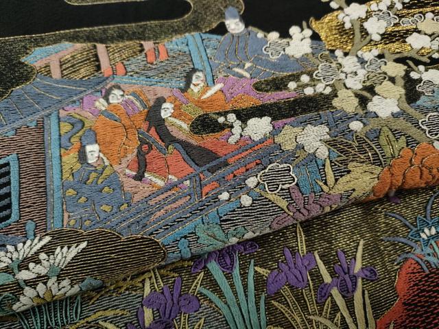 平和屋着物●豪華黒留袖 総刺繍 平安人物花車文 正絹 逸品 CABK8315ut