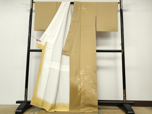 平和屋着物●訪問着 刺繍 葡萄蔦の葉文 暈し染め 金彩 正絹 逸品 CABK8317ut