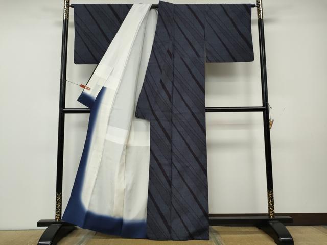 平和屋着物●結城紬 100亀甲 斜線吉祥文 正絹 逸品 CABK8335ut