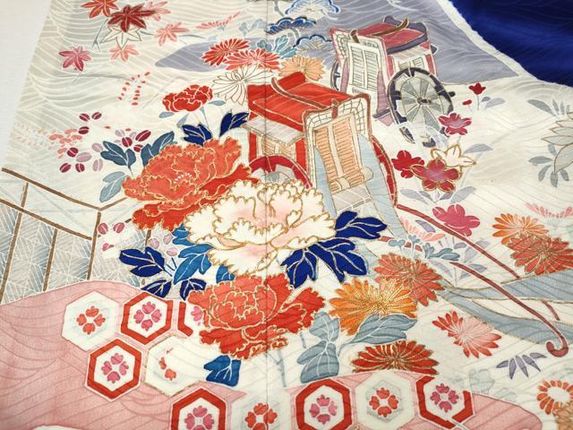平和屋着物●豪華振袖 駒刺繍 御所車鴛鴦花文 金彩 高島屋扱い 正絹 逸品 CABK8361ut
