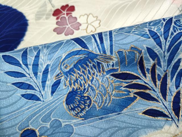 平和屋着物●豪華振袖 駒刺繍 御所車鴛鴦花文 金彩 高島屋扱い 正絹 逸品 CABK8361ut