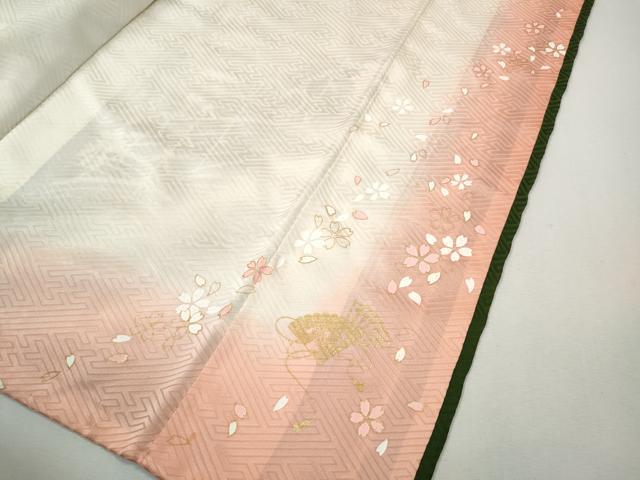 平和屋着物●豪華振袖 流水花車文 暈し染め 金銀彩 やまと誂製 十二単風 正絹 逸品 CABK8363ut