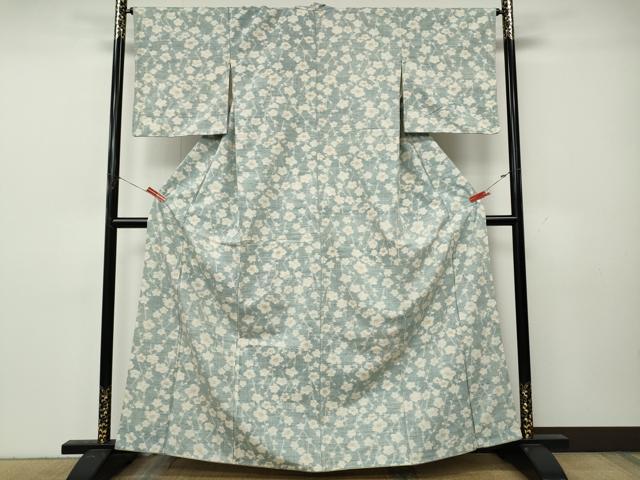 平和屋着物●小千谷紬 枝花文 正絹 逸品 CABK8369ut