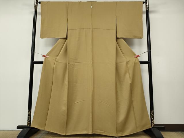 平和屋着物●上質な色無地 舞葉地紋 飴色 正絹 逸品 CABK8374ut