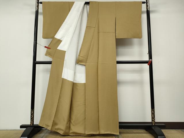 平和屋着物●上質な色無地 舞葉地紋 飴色 正絹 逸品 CABK8374ut
