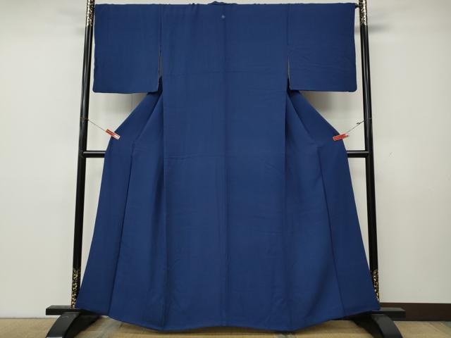 平和屋着物●上質な色無地 紺色 正絹 逸品 CABK8377ut