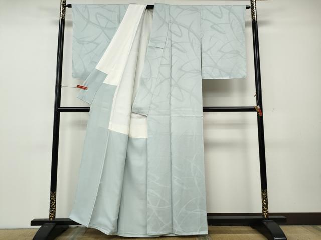 平和屋着物●上質な色無地 吉祥地紋 藍白色 正絹 逸品 未使用 CABK8380ut