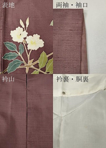 平和屋着物●本加賀友禅作家 成竹登茂男 訪問着 白山紬 枝花文 正絹 逸品 CABK8397ut