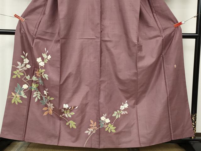 平和屋着物●本加賀友禅作家 成竹登茂男 訪問着 白山紬 枝花文 正絹 逸品 CABK8397ut
