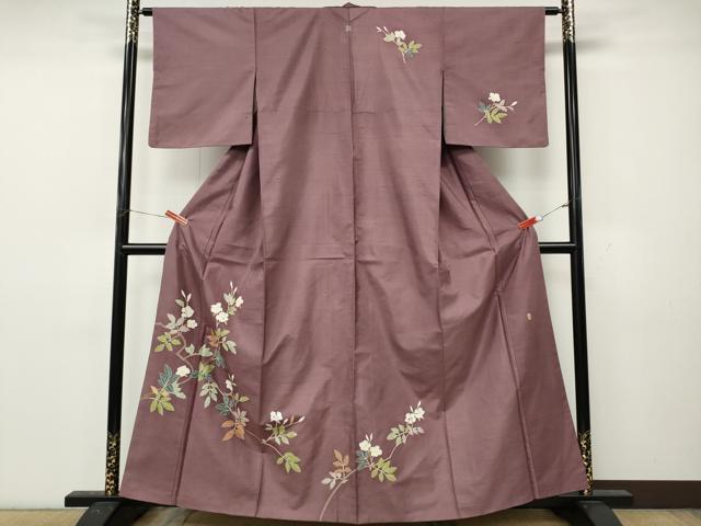 平和屋着物●本加賀友禅作家 成竹登茂男 訪問着 白山紬 枝花文 正絹 逸品 CABK8397ut