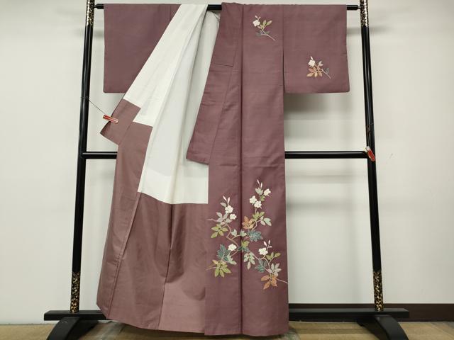 平和屋着物●本加賀友禅作家 成竹登茂男 訪問着 白山紬 枝花文 正絹 逸品 CABK8397ut