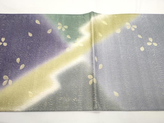 平和屋着物●太鼓柄袋帯 櫛織 舞桜文 金通し地 さが美扱い 正絹 逸品 CABK8406dy