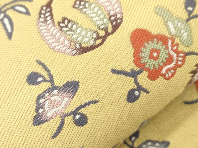 平和屋着物●両面 六通柄袋帯 紹巴紅型 松竹梅飛鶴丸文 正絹 逸品 CABK8427dy