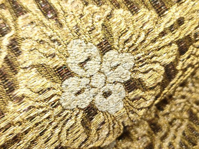 平和屋着物●創業280年 誉田屋源兵衛 両面 六通柄袋帯 菱花文 純金 正絹 逸品 CABK8429dy