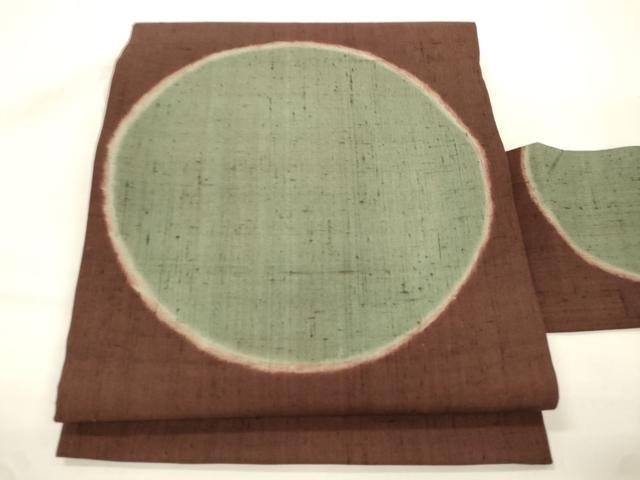 平和屋着物●九寸名古屋帯 紬地 丸文 正絹 逸品 CABK8432dy
