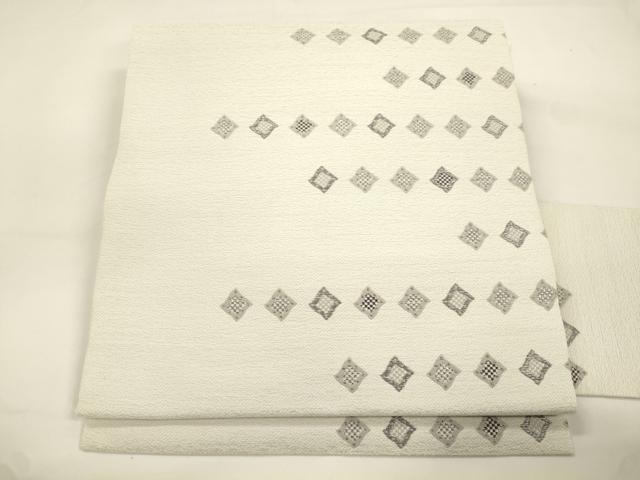 平和屋着物●九寸名古屋帯 菱文 銀糸 正絹 逸品 CABK8433dy