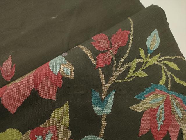 平和屋着物●八寸名古屋帯 草花文 金糸 正絹 逸品 CABK8435dy