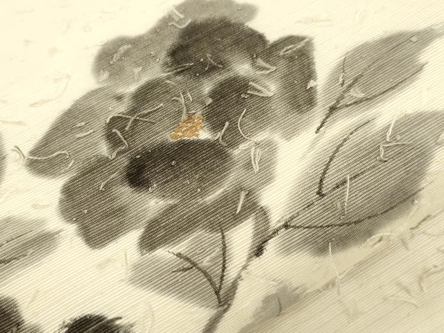 平和屋着物●九寸名古屋帯 作家物 手描き 髭紬 草花文 正絹 逸品 CABK8440dy