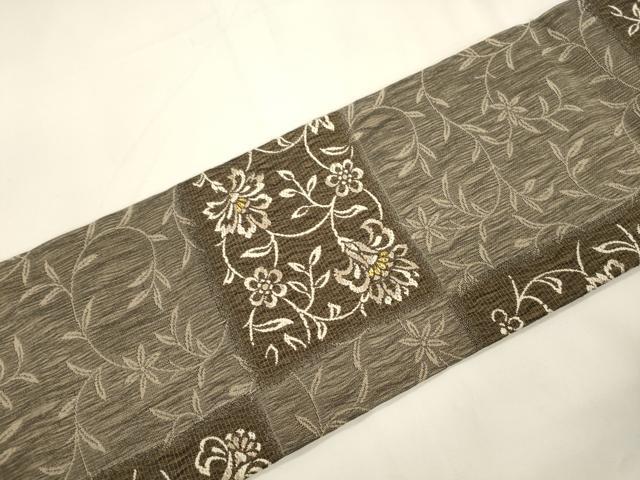 平和屋着物●九寸名古屋帯 櫛織 更紗花文 金糸 正絹 逸品 CABK8441dy