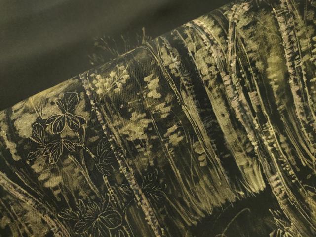 平和屋着物●塩瀬 九寸名古屋帯 手描き 草木文 金彩 正絹 逸品 CABK8444dy