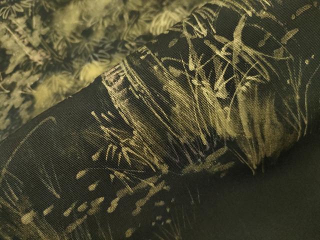 平和屋着物●塩瀬 九寸名古屋帯 手描き 草木文 金彩 正絹 逸品 CABK8444dy