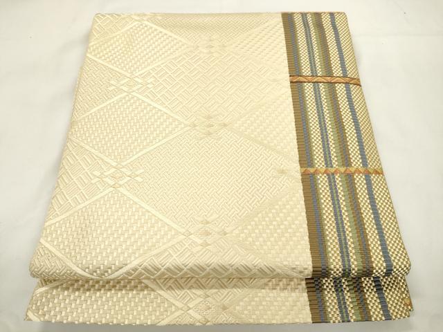 平和屋着物●本場筑前博多織 八寸名古屋帯 幾何学文 正絹 逸品 CABK8445dy