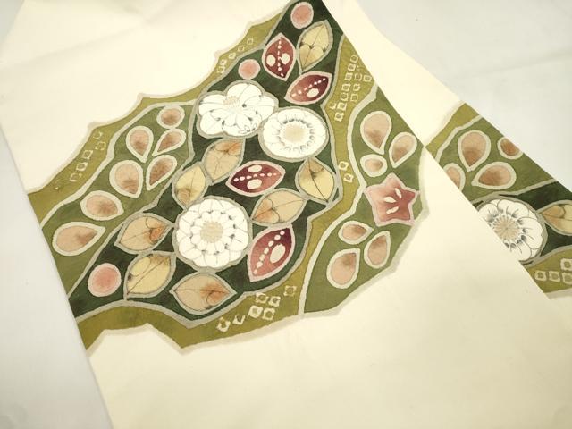 平和屋着物●九寸名古屋帯 作家物 辻が花 手描き 紬地 絞り 正絹 逸品 CABK8450dy
