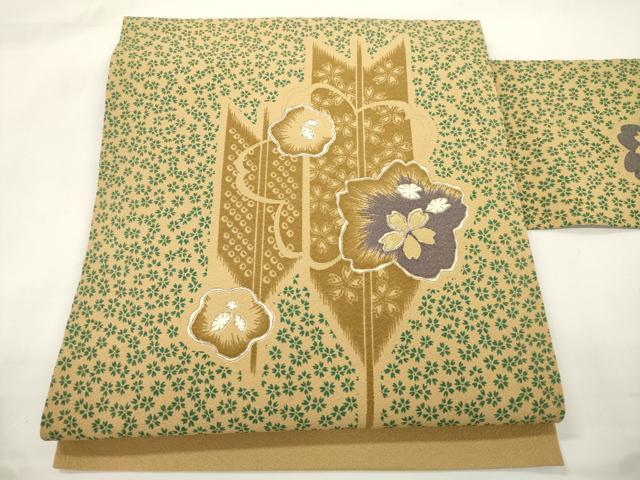 平和屋着物●九寸名古屋帯 矢羽花文 金彩 正絹 逸品 CABK8451dy
