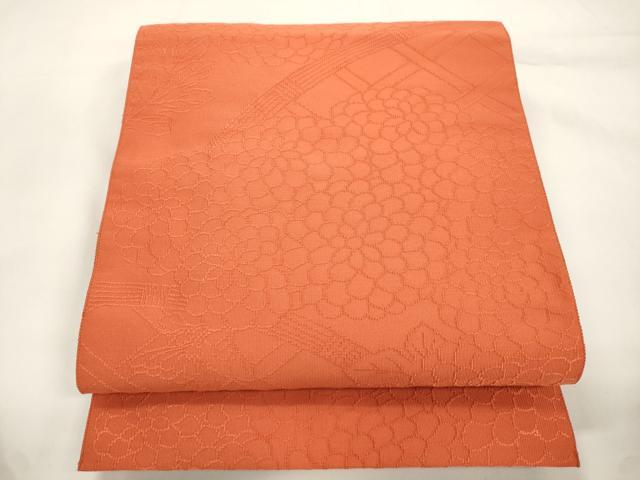 平和屋着物●綴れ 八寸名古屋帯 籬花文 照柿色 正絹 逸品 未使用 CABK8457dy