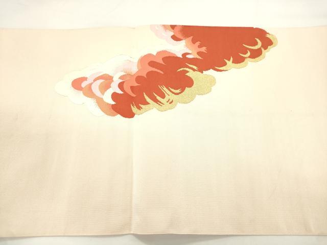 平和屋着物●爪掻き本綴れ 八寸名古屋帯 雲重ね文 金糸 正絹 逸品 CABK8458dy
