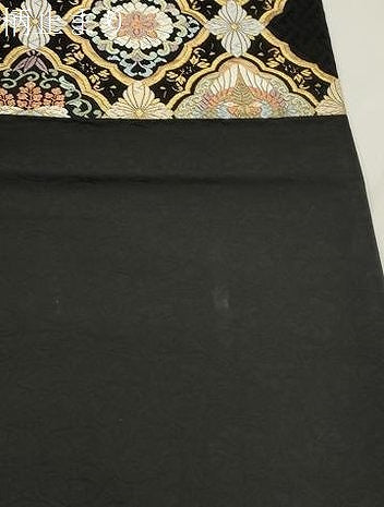 平和屋着物●六通柄袋帯 唐織 双鶴菱花文 黒地 金糸 正絹 逸品 CABK8463dy