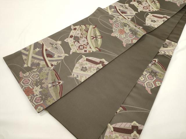 平和屋着物●六通柄袋帯 糸巻き花文 正絹 逸品 CABK8464dy