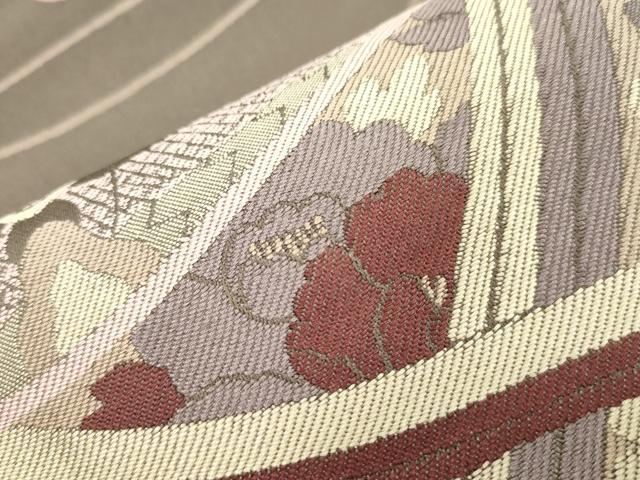 平和屋着物●六通柄袋帯 糸巻き花文 正絹 逸品 CABK8464dy