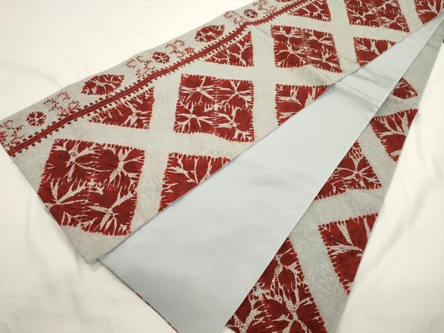 平和屋着物●六通柄袋帯 絞り 菱文 正絹 逸品 CABK8465dy