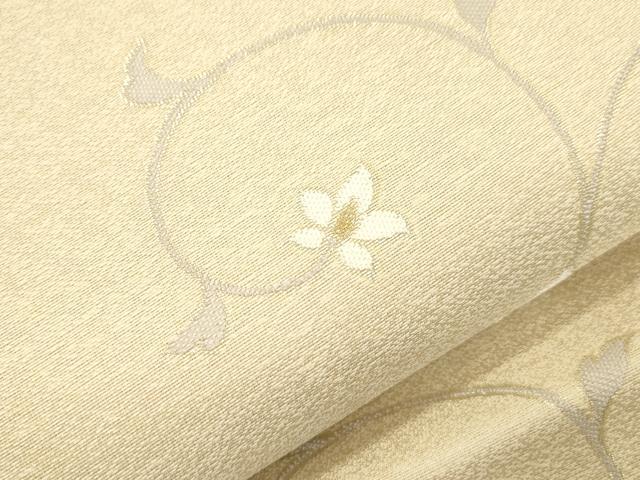 平和屋着物▽六通柄袋帯 スリーシーズン 春夏秋 花唐草文 ひこばえ 金糸 反端付き 正絹 逸品 CABK8478dy