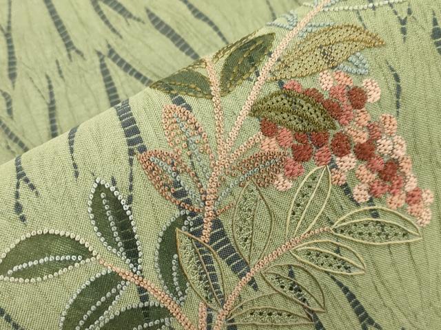平和屋着物●銀座もとじ 中国三大刺繍 相良刺繍 総刺繍 太鼓柄袋帯 竜巻絞り 南天文 金糸 正絹 逸品 CABK8482dy