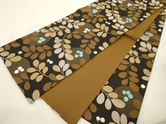 平和屋着物▼全通柄 京袋帯 モール 南天文 黒地 正絹 逸品 CABK8491dy