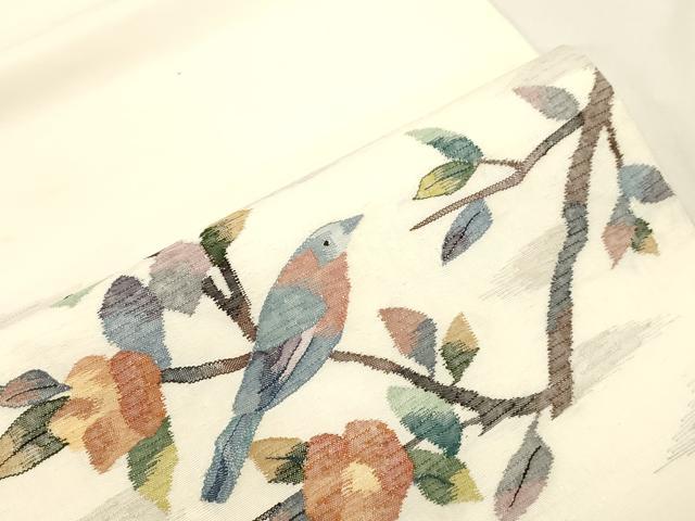 平和屋着物●太鼓柄袋帯 すくい織 花鳥文 正絹 逸品 CABK8496dy