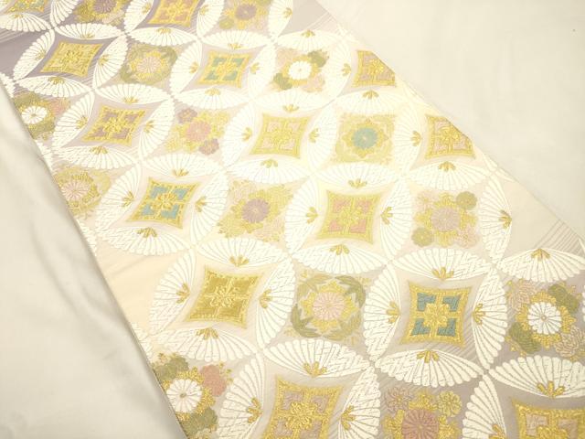 平和屋着物●六通柄袋帯 唐織 七宝花文 金糸 正絹 逸品 CABK8498dy