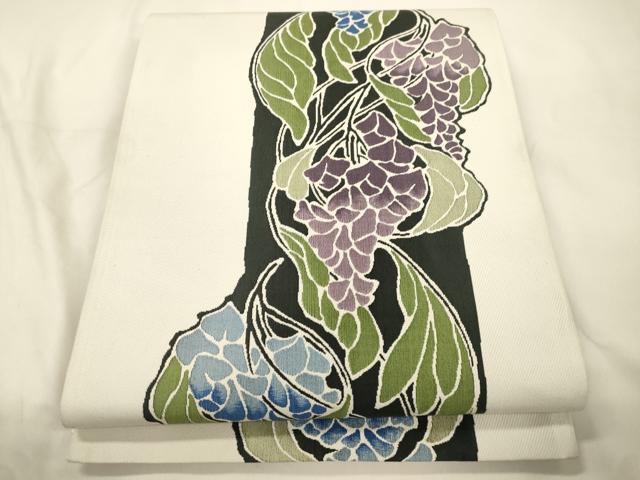 平和屋着物●六通柄袋帯 枝垂れ花文 正絹 逸品 CABK8503dy