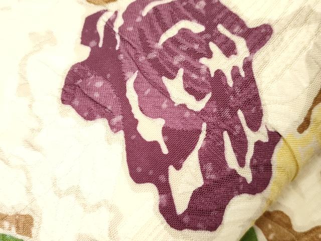平和屋着物●博多織 鵬翔 全通柄袋帯 纐纈 ふくれ織 草花文 正絹 逸品 CABK8508dy
