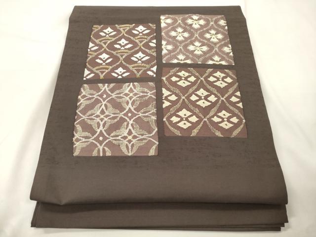 平和屋着物●九寸開き名古屋帯 幾何学文 金糸 正絹 逸品 CABK8532dy