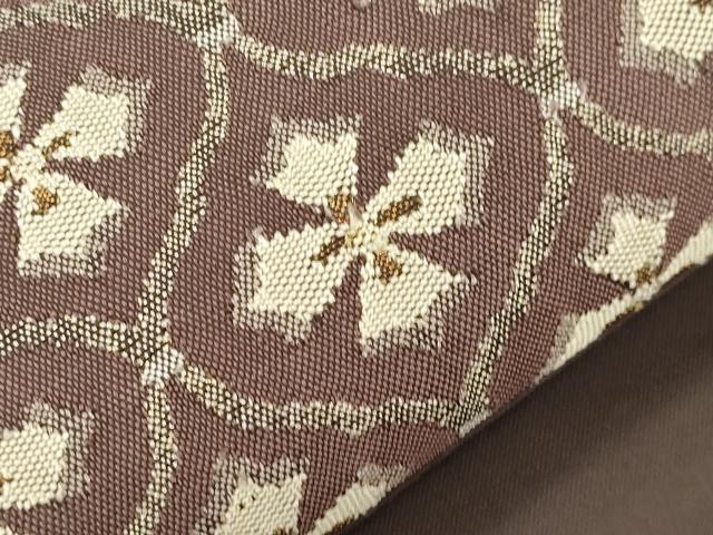 平和屋着物●九寸開き名古屋帯 幾何学文 金糸 正絹 逸品 CABK8532dy