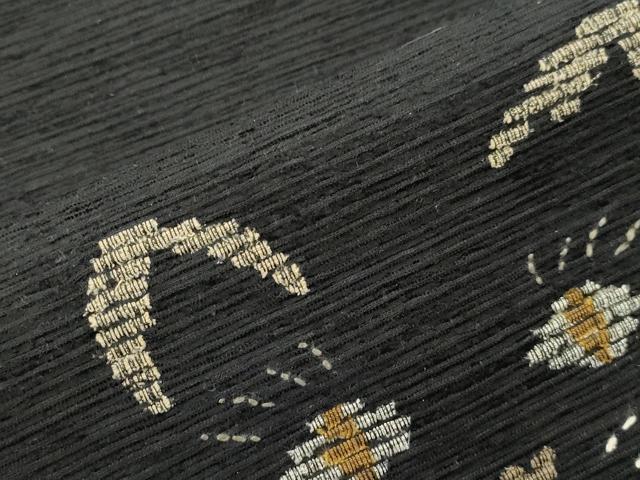 平和屋着物●八寸名古屋帯 猫 黒地 正絹 逸品 CABK8533dy